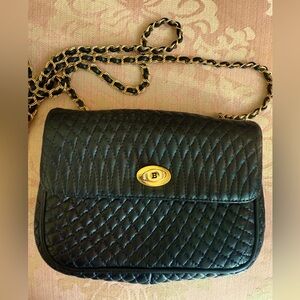 Authentic Bally Vintage Quilted Mini Bag Black Leather Gold Chain